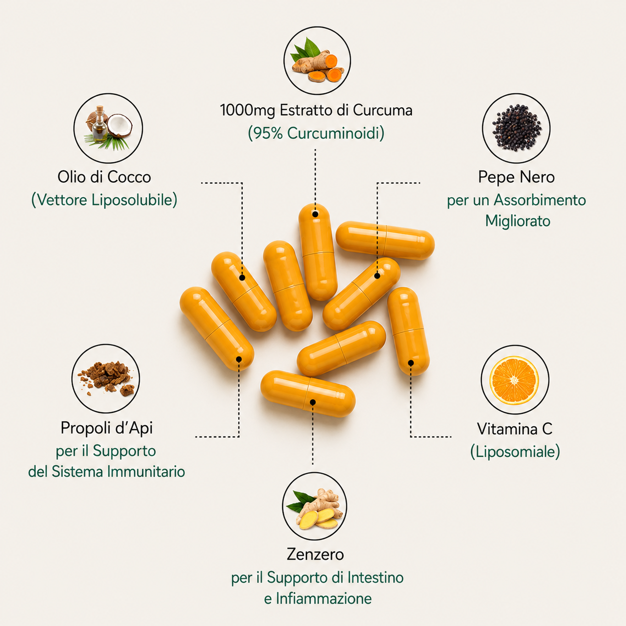Capsule di Curcuma e Curcumina (1.000 mg)